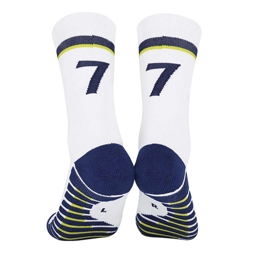 Football Kids 10# 2025 Socks New Yellow Blue Number Soccer Men's Sports Short Socks Outdoor Running Fast-drying Breathable Non-S