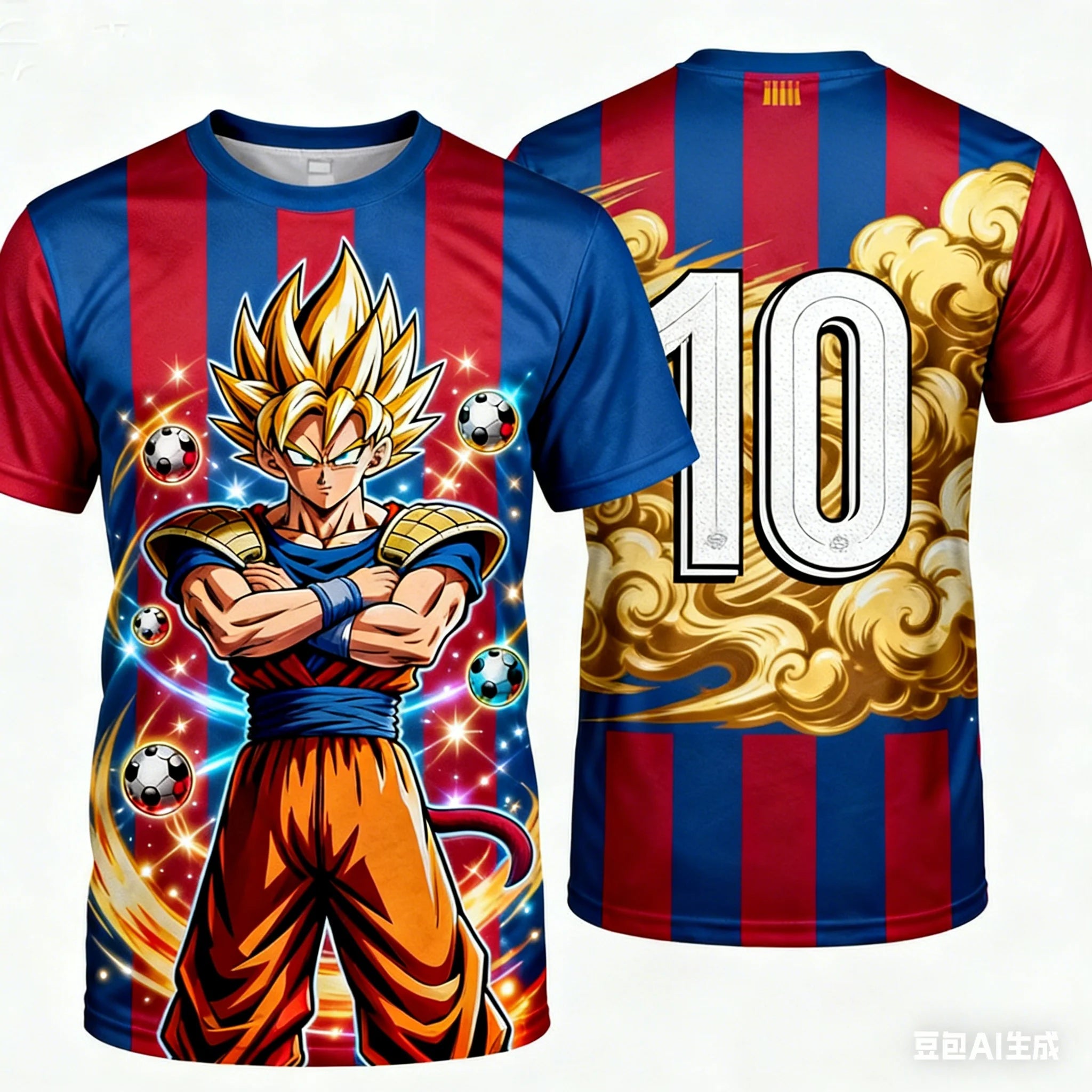 2026 Summer Dragon Ball Super Soccer Jersey Style Oversized T-shirt 3D Print Breathable Sweat-Wicking Retro  Unisex Fitness Tee