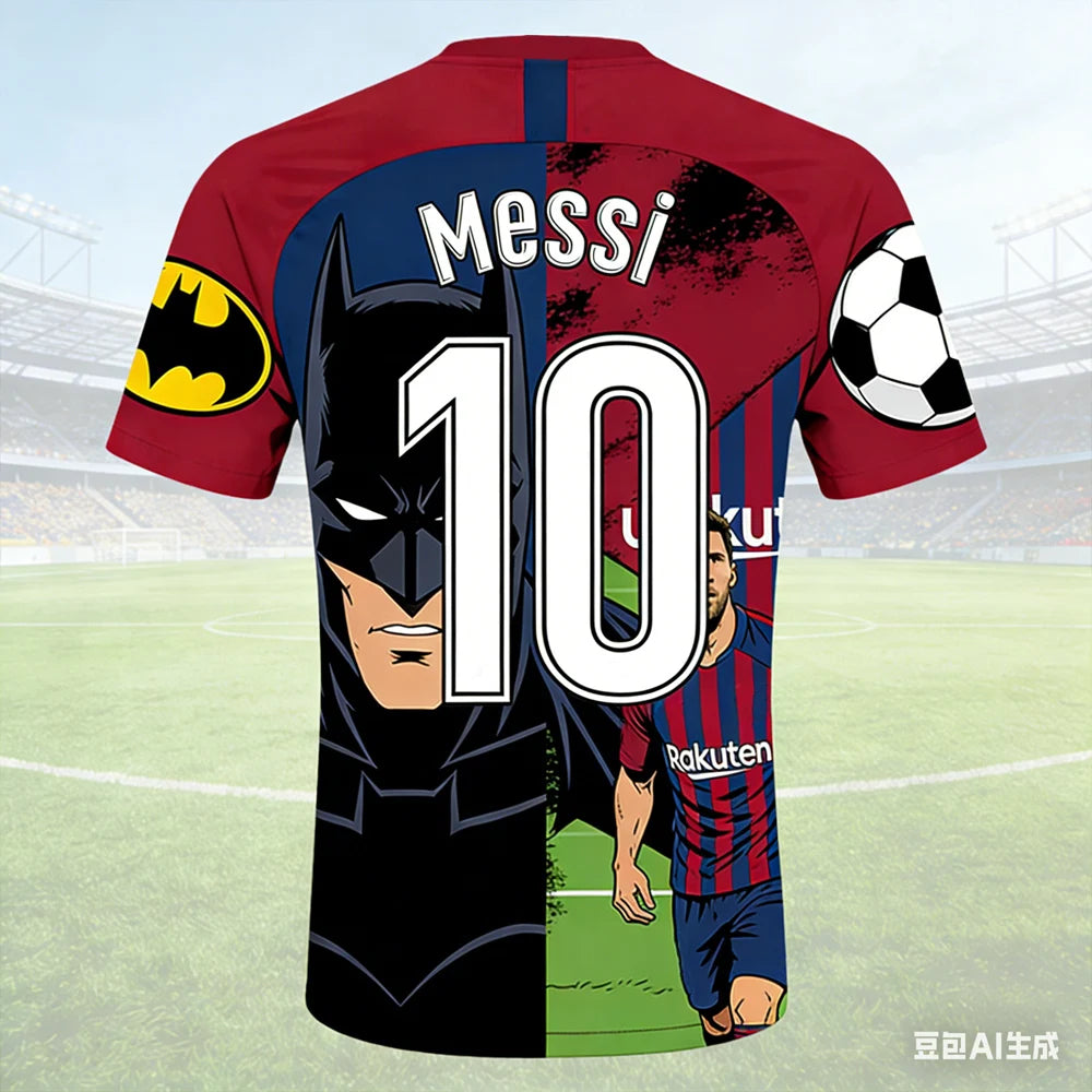 Messi #10 AI-generated Batman Soccer Jersey 2026 Men's Breathable Children's Clothing Short Sleeve Football Fan Tee
