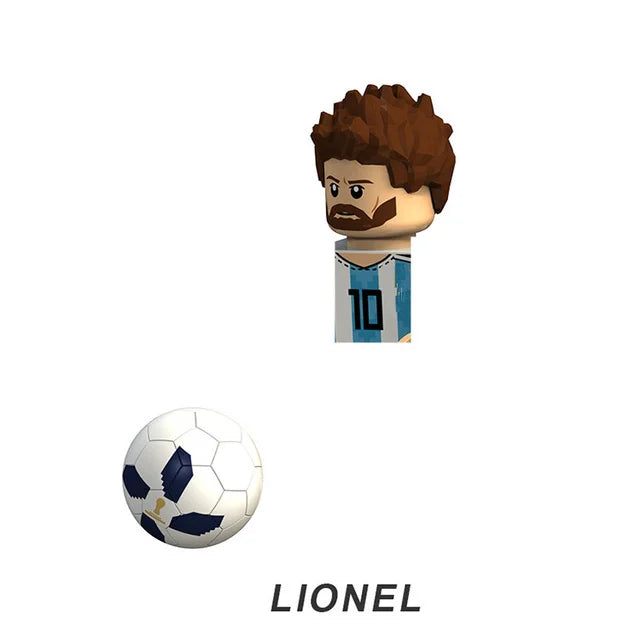NEW World Famous Football Players Figurine Messi Ronaldo Neymar Lewandowski Mini Action Building Block Model Toy Kids Gifts