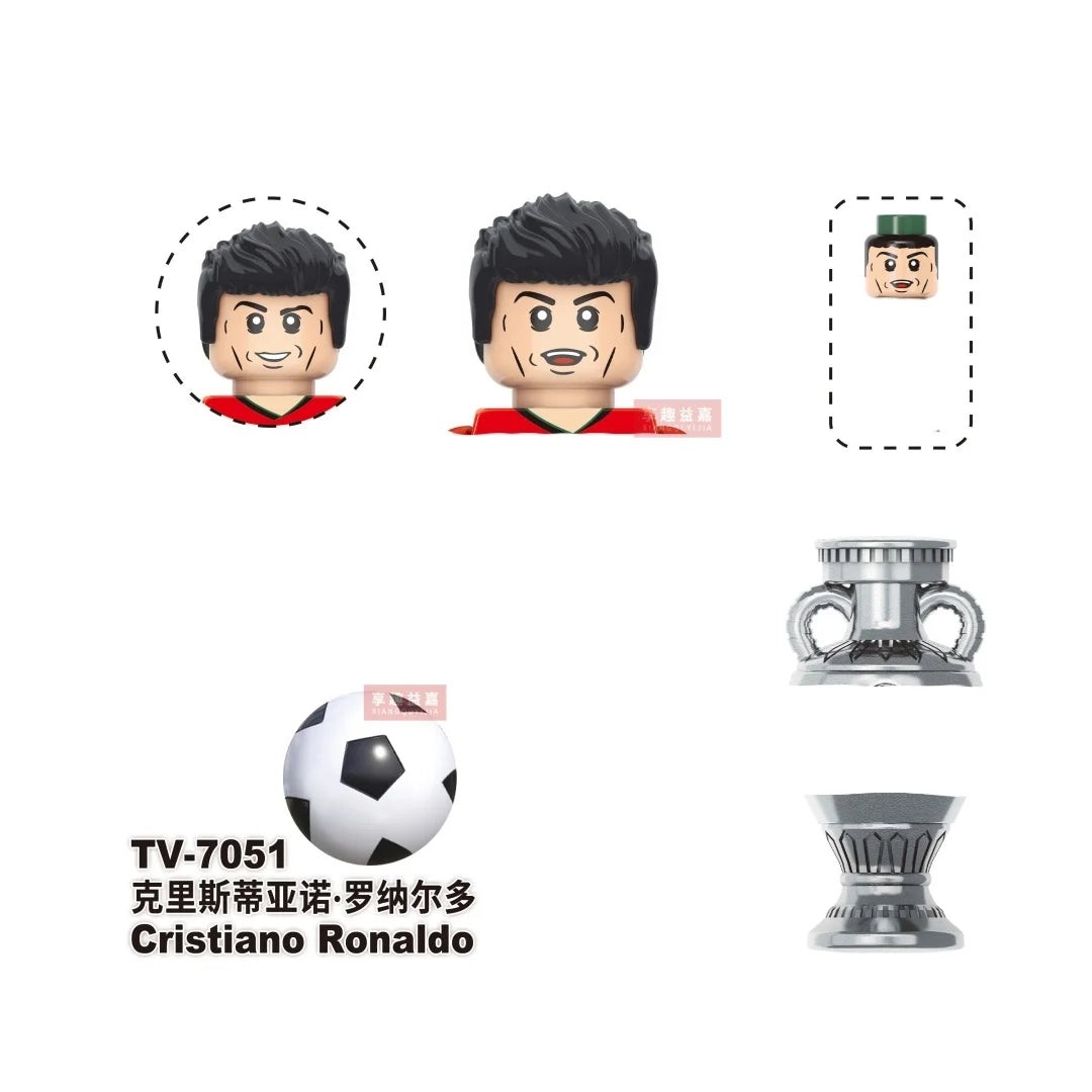 NEW World Famous Football Players Figurine Messi Ronaldo Neymar Lewandowski Mini Action Building Block Model Toy Kids Gifts MOC