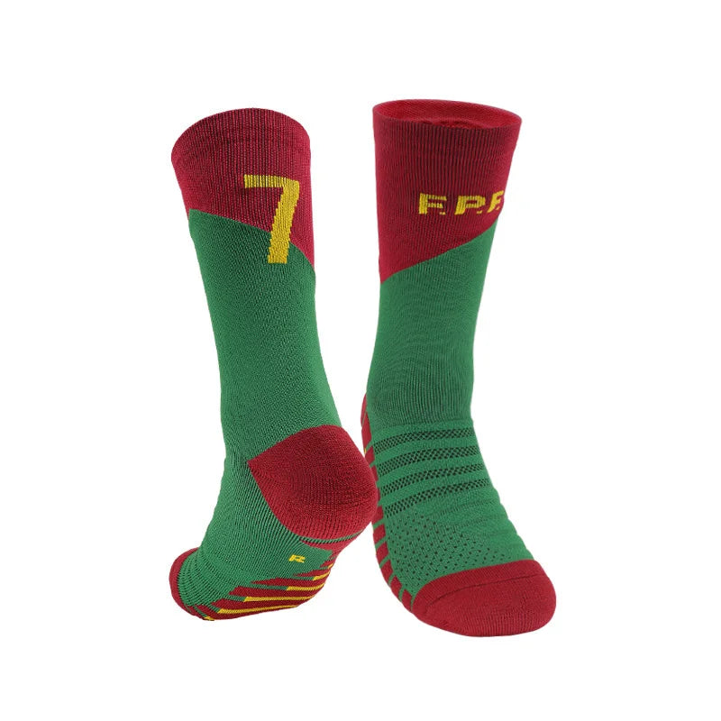 Football Kids 10# 2025 Socks New Yellow Blue Number Soccer Men's Sports Short Socks Outdoor Running Fast-drying Breathable Non-S