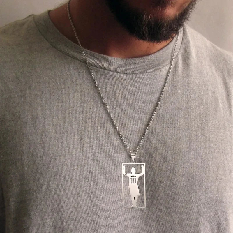 Lionel Messi Stainless Steel Necklace Football Soccer Star Cristiano Ronaldo Leo Messi Pendant Clavicle Charming Jewelry Gifts