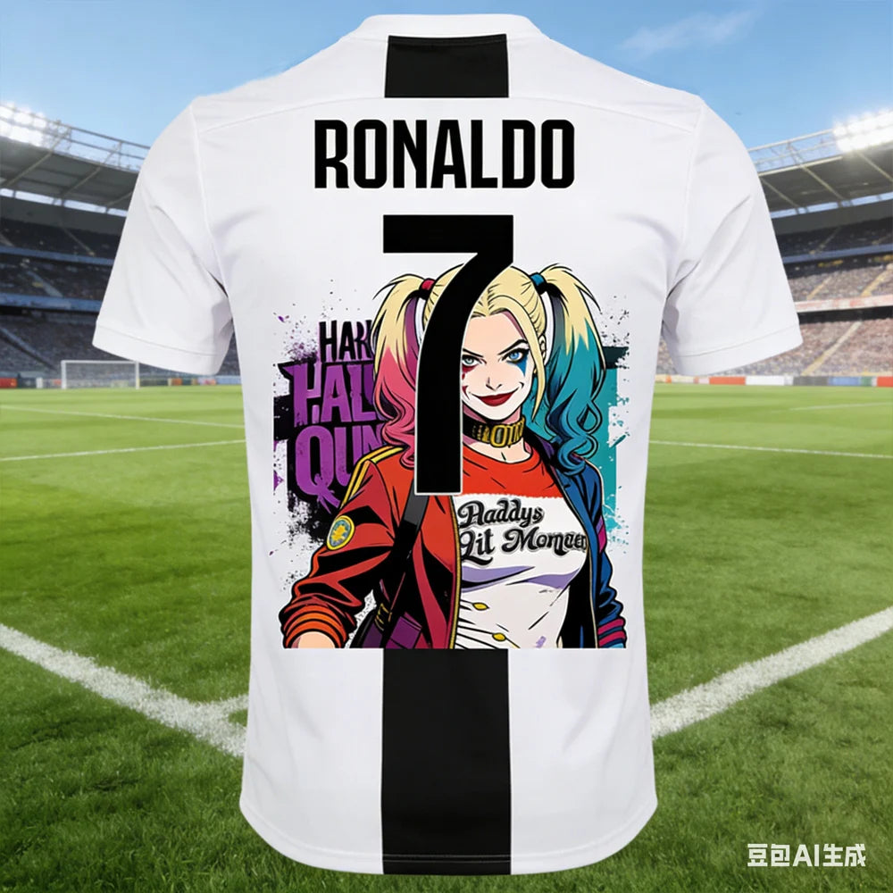 RONALDO #7 AI-generated Harley Quinn Soccer Jersey 2026 Men's Breathable Children's Clothing Short Sleeve Football Fan Tee