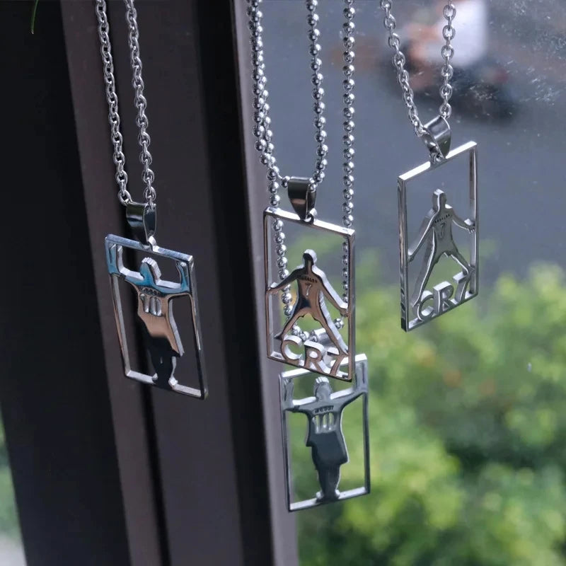 Lionel Messi Stainless Steel Necklace Football Soccer Star Cristiano Ronaldo Leo Messi Pendant Clavicle Charming Jewelry Gifts