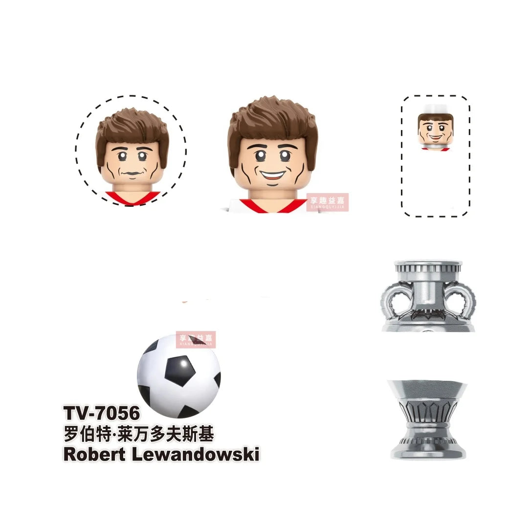 NEW World Famous Football Players Figurine Messi Ronaldo Neymar Lewandowski Mini Action Building Block Model Toy Kids Gifts MOC