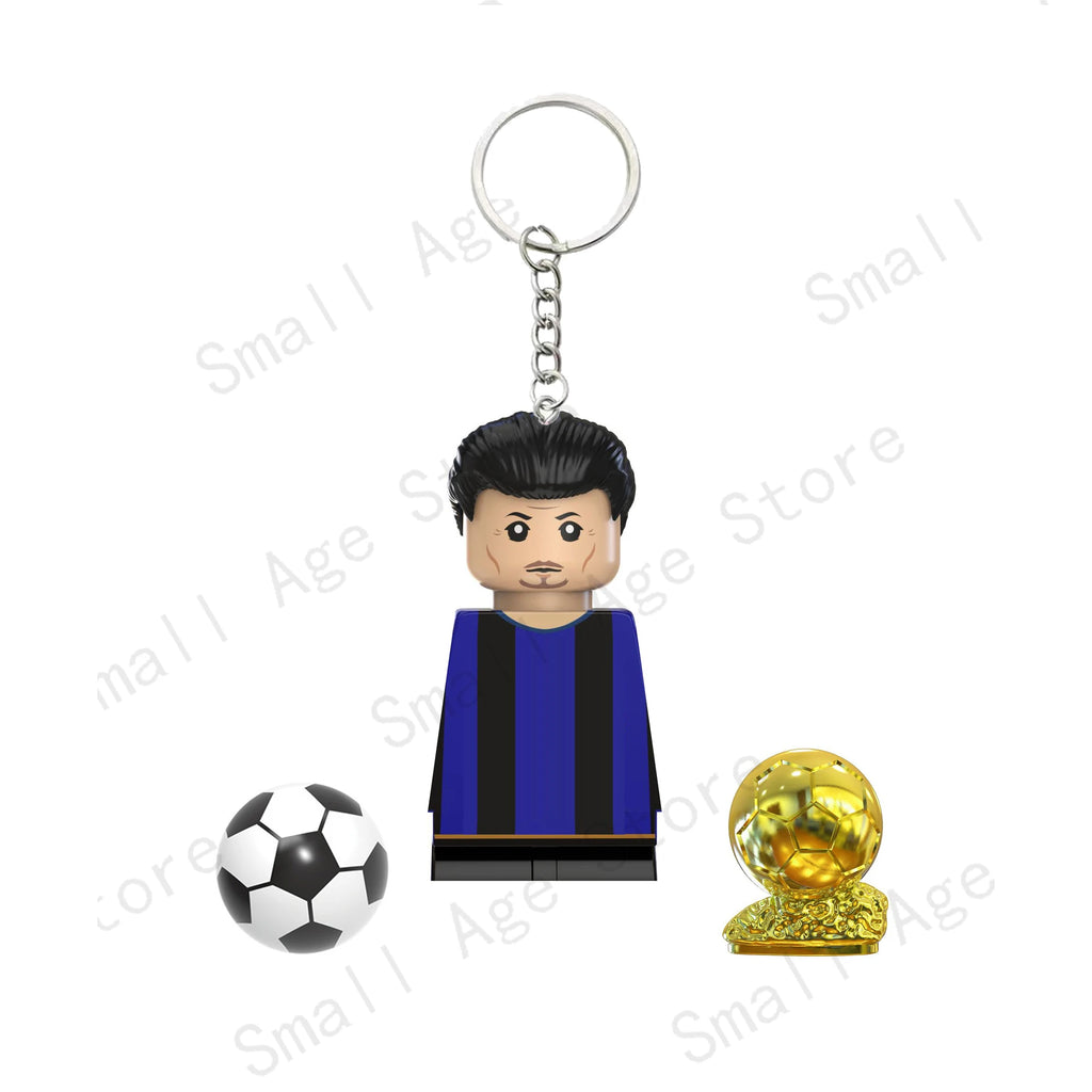 Hot Football Players Keychain Figurine Messi Ronaldo Neymar Lewandowski Mini Action Building Block Model Toy Kids Gifts