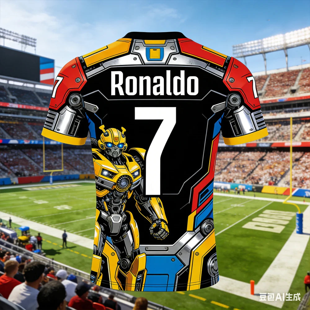 Ronaldo #7 AI-generated Bumblebee Edition Soccer Shirt 2026 Men's Quick-drying FamilyMatching Kids Short Sleeve Football Fan Tee