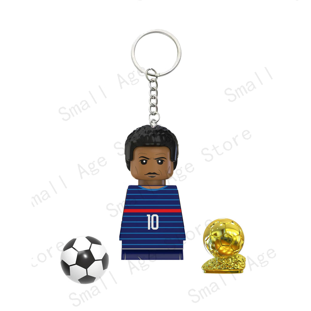 Hot Football Players Keychain Figurine Messi Ronaldo Neymar Lewandowski Mini Action Building Block Model Toy Kids Gifts