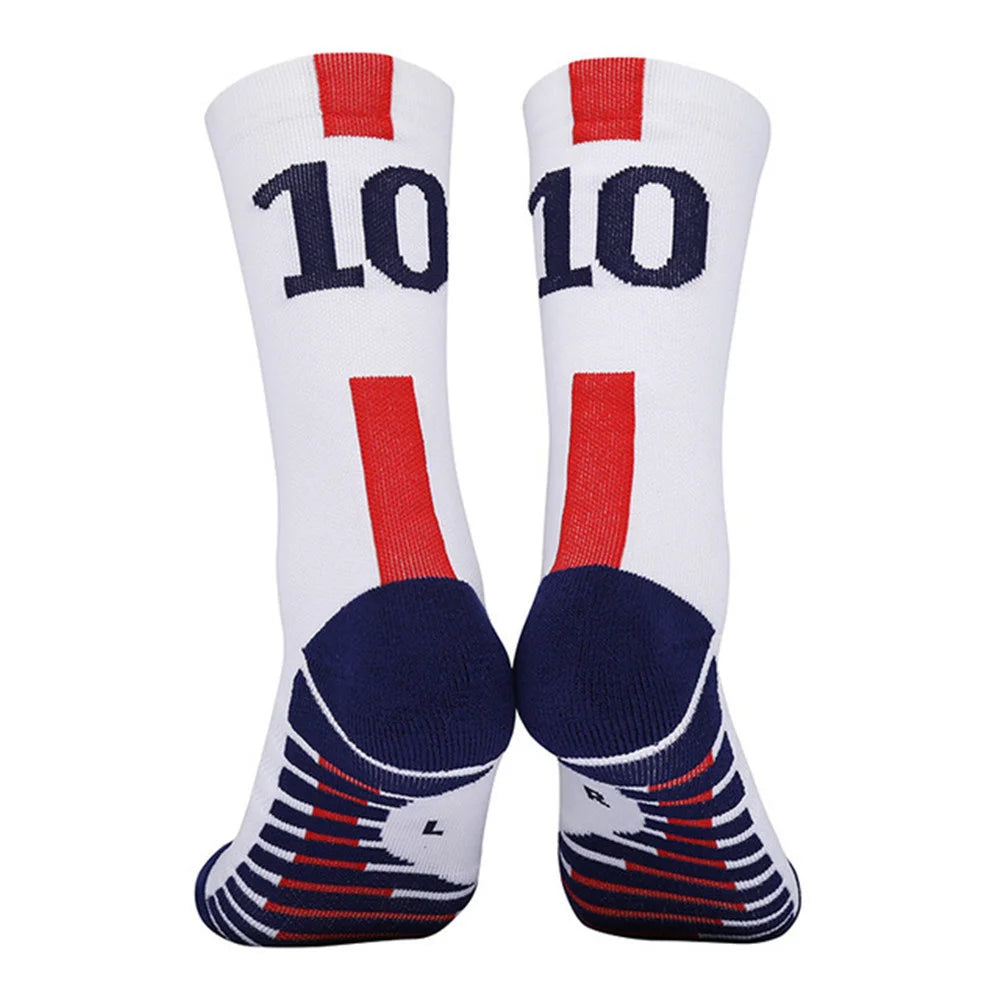 Football Kids 10# 2025 Socks New Yellow Blue Number Soccer Men's Sports Short Socks Outdoor Running Fast-drying Breathable Non-S