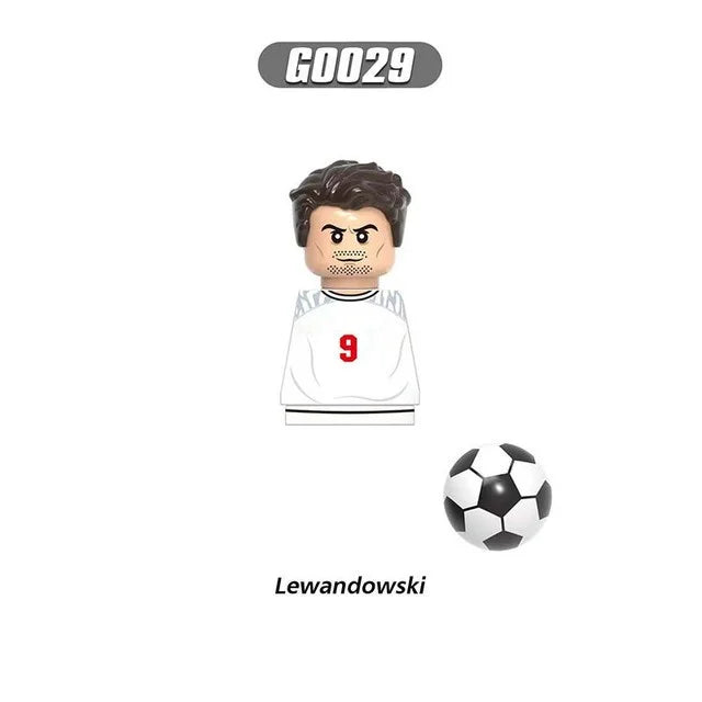 NEW World Famous Football Players Figurine Messi Ronaldo Neymar Lewandowski Mini Action Building Block Model Toy Kids Gifts