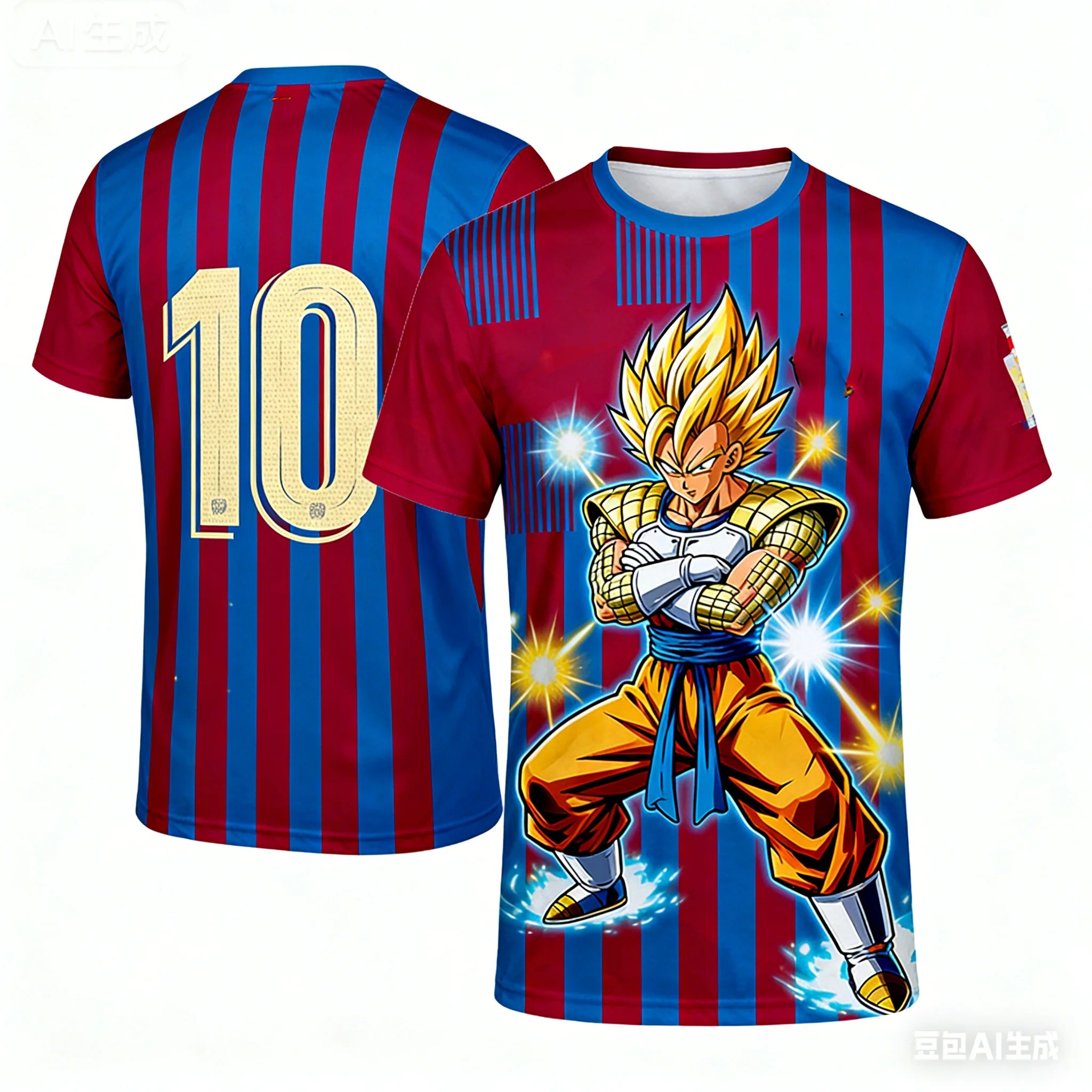 2026 Summer Dragon Ball Super Soccer Jersey Style Oversized T-shirt 3D Print Breathable Sweat-Wicking Retro  Unisex Fitness Tee
