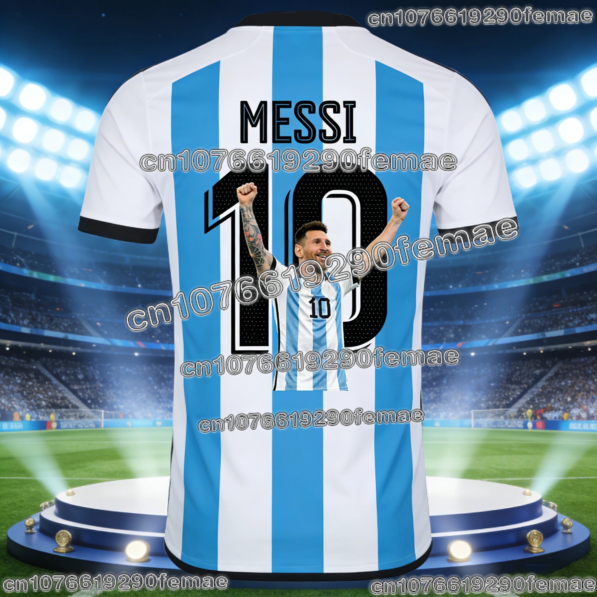 Messi Fashion Superstar Commemorative Football Jersey T-shirt with Breathable Material for Comfort in Daily Outdoor Activities