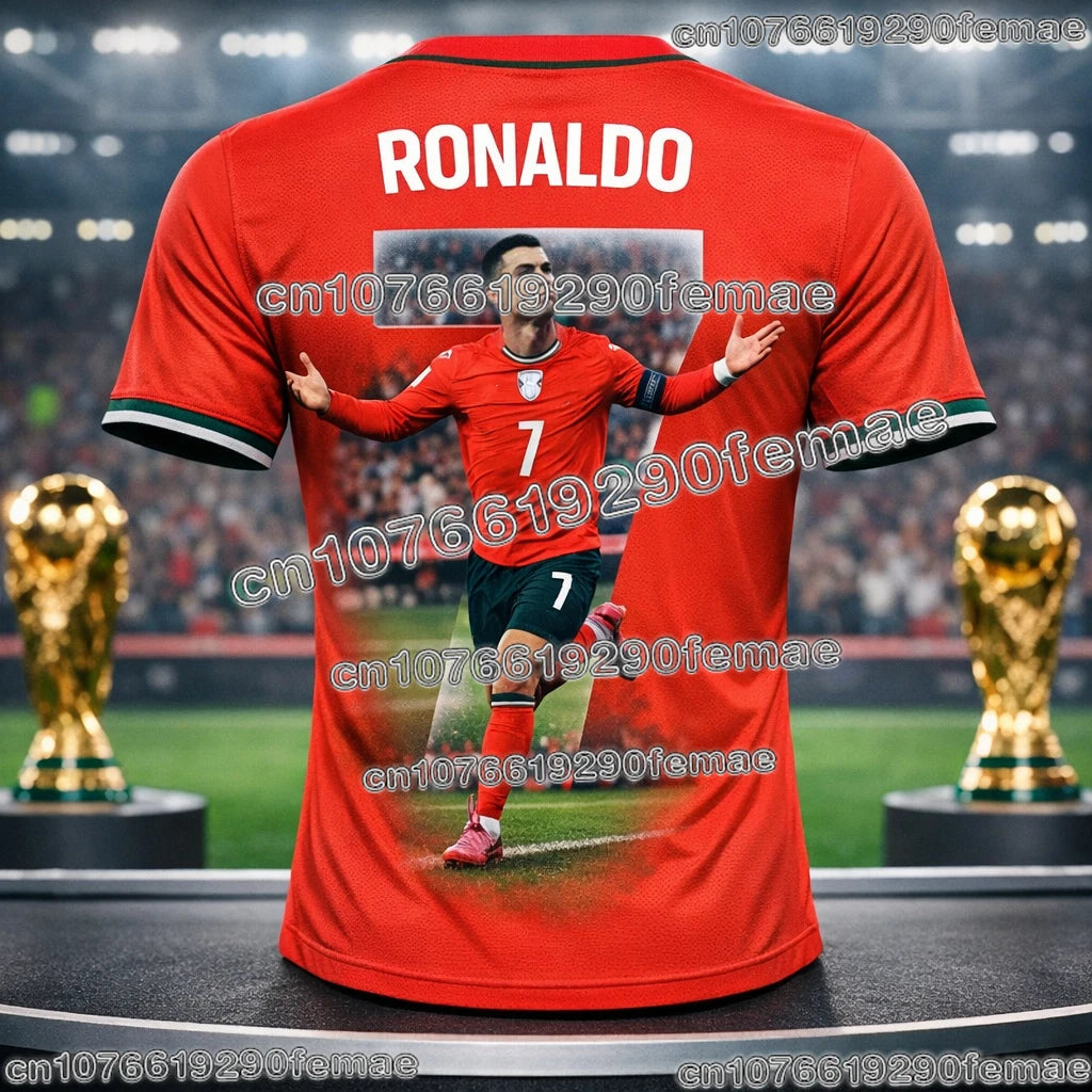 New Arrival Men's Outdoor Fitness T-Shirt With Cristiano Ronaldo 3D Graphic Print Summer Quick Dry Breathable Fan Training Wear