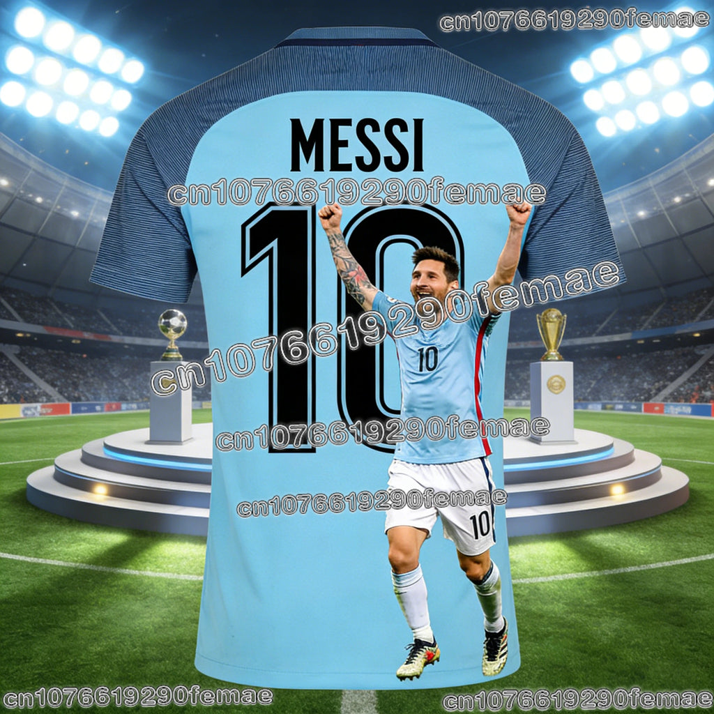 Messi Fashion Superstar Commemorative Football Jersey T-shirt with Breathable Material for Comfort in Daily Outdoor Activities