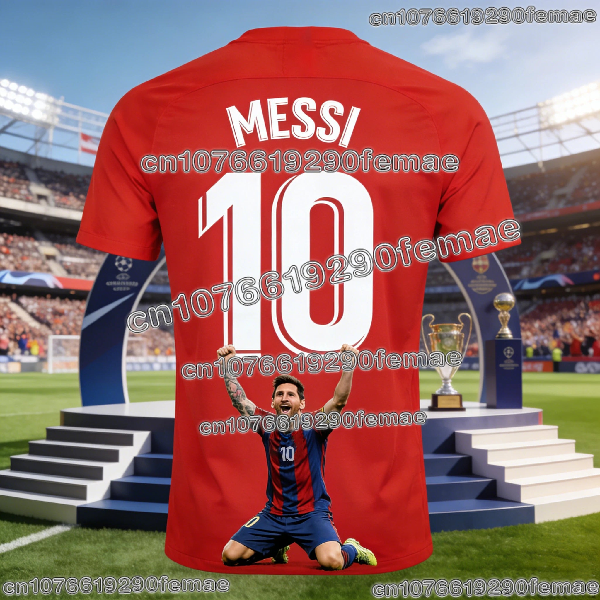 Messi Fashion Superstar Commemorative Football Jersey T-shirt with Breathable Material for Comfort in Daily Outdoor Activities