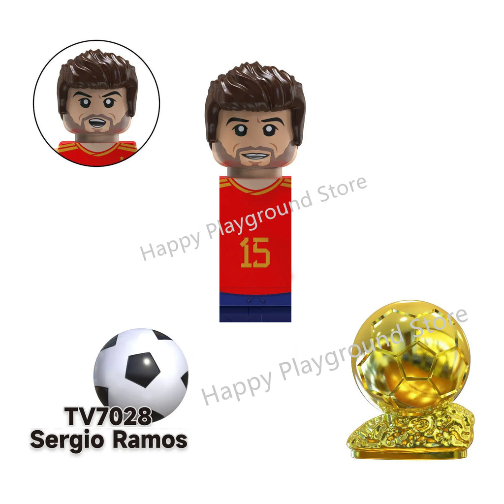 Football Stars Figure Sport Player Bailey Messi Ronaldo Building Blocks Bricks Mini Action Figures Toys For Kids Christmas Gifts
