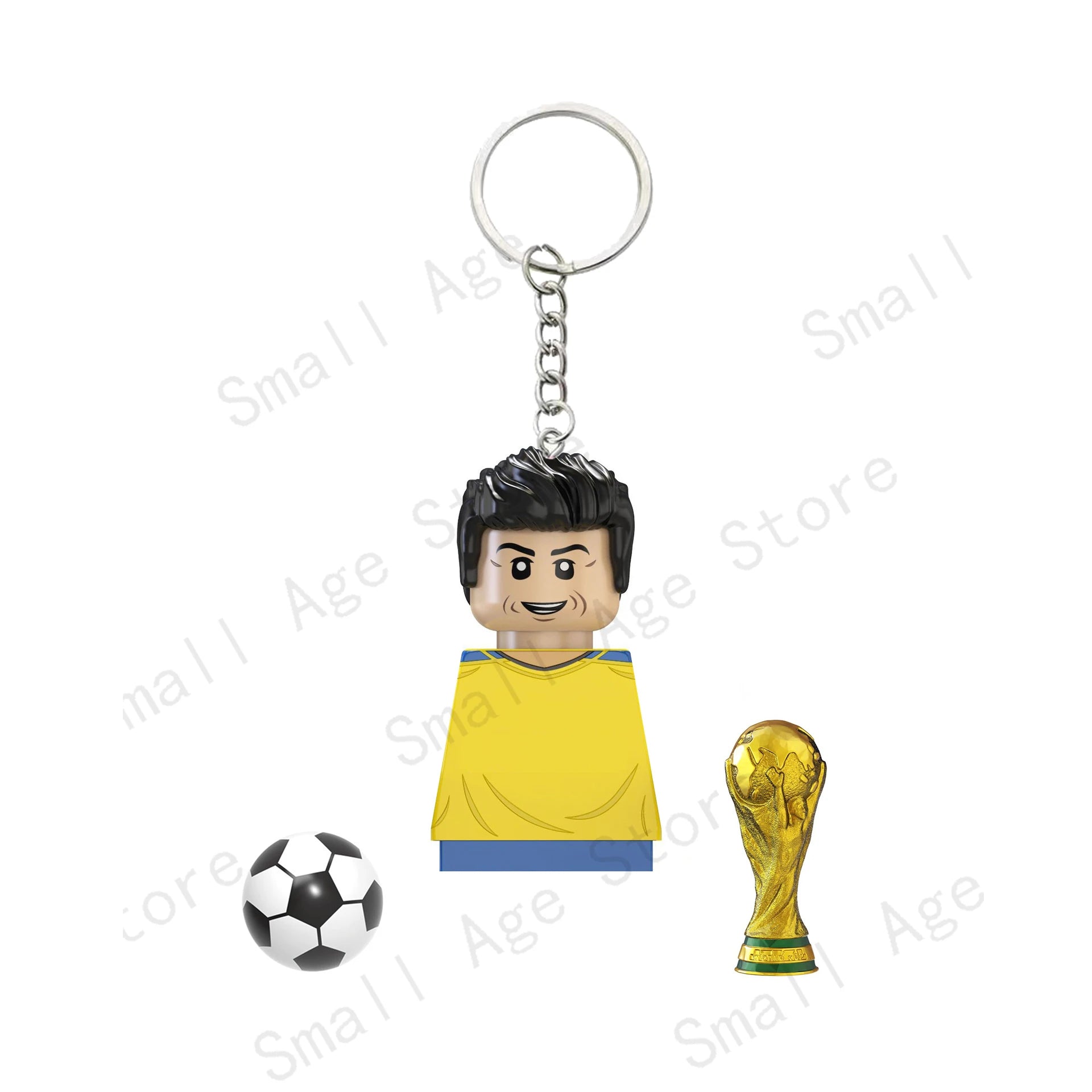 Hot Football Players Keychain Figurine Messi Ronaldo Neymar Lewandowski Mini Action Building Block Model Toy Kids Gifts