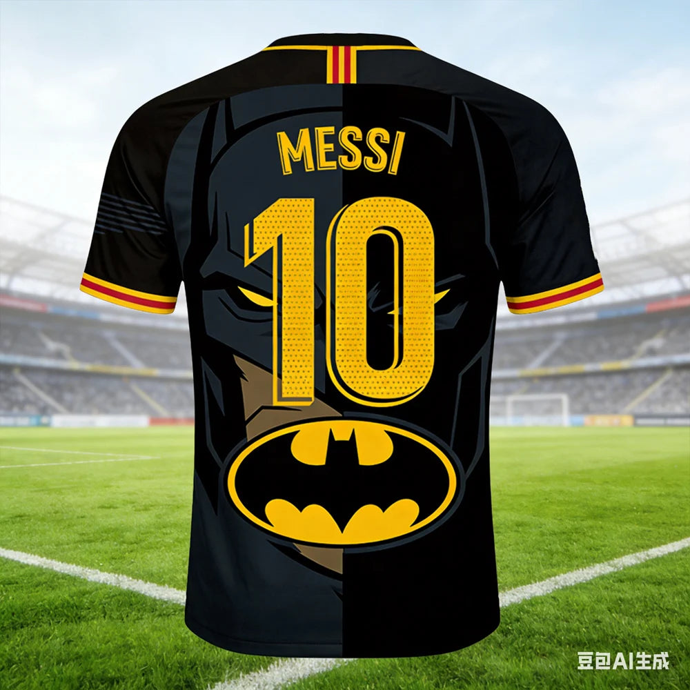 Messi #10 AI-generated Batman Soccer Jersey 2026 Men's Breathable Children's Clothing Short Sleeve Football Fan Tee