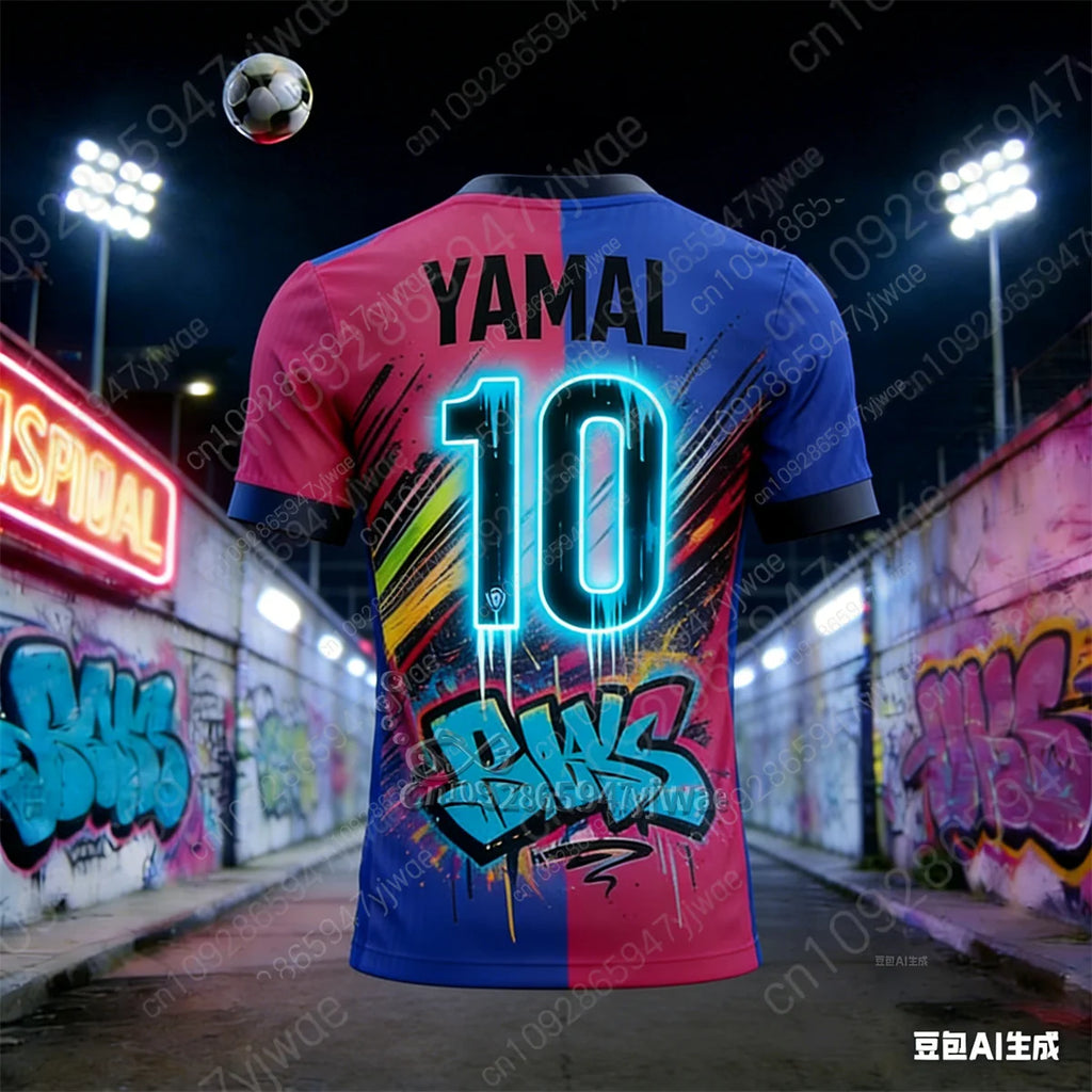 Spanish Football Star Yamal 3d Printed Football Jersey Breathable Quick Drying Training Tee Summer Children'S Adult T-Shirt