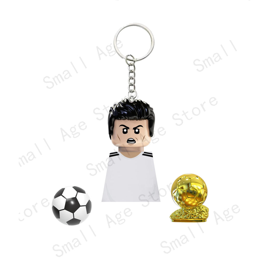Hot Football Players Keychain Figurine Messi Ronaldo Neymar Lewandowski Mini Action Building Block Model Toy Kids Gifts