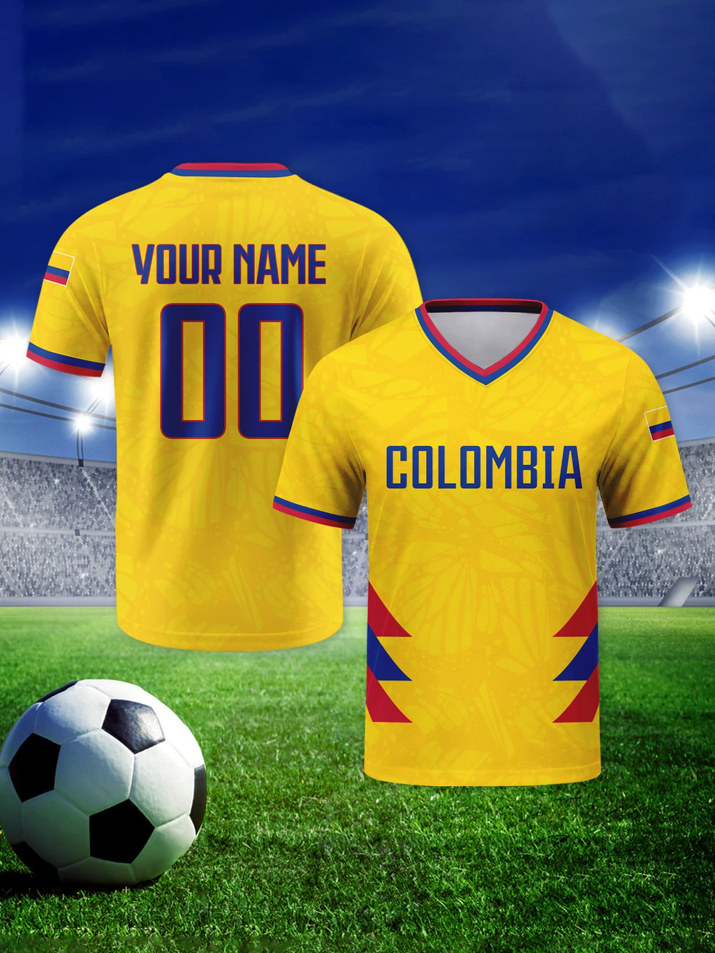 Custom Colombia Soccer Jersey Personalized Name Number Breathable V-neck Football National Team Shirt for Men Youth Women