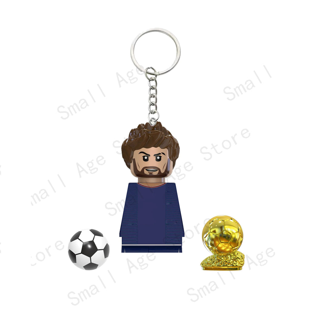 Hot Football Players Keychain Figurine Messi Ronaldo Neymar Lewandowski Mini Action Building Block Model Toy Kids Gifts
