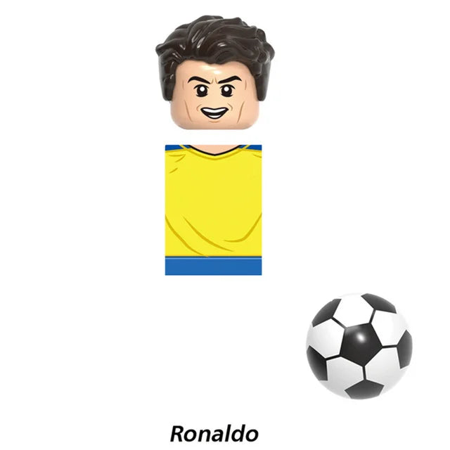 NEW World Famous Football Players Figurine Messi Ronaldo Neymar Lewandowski Mini Action Building Block Model Toy Kids Gifts