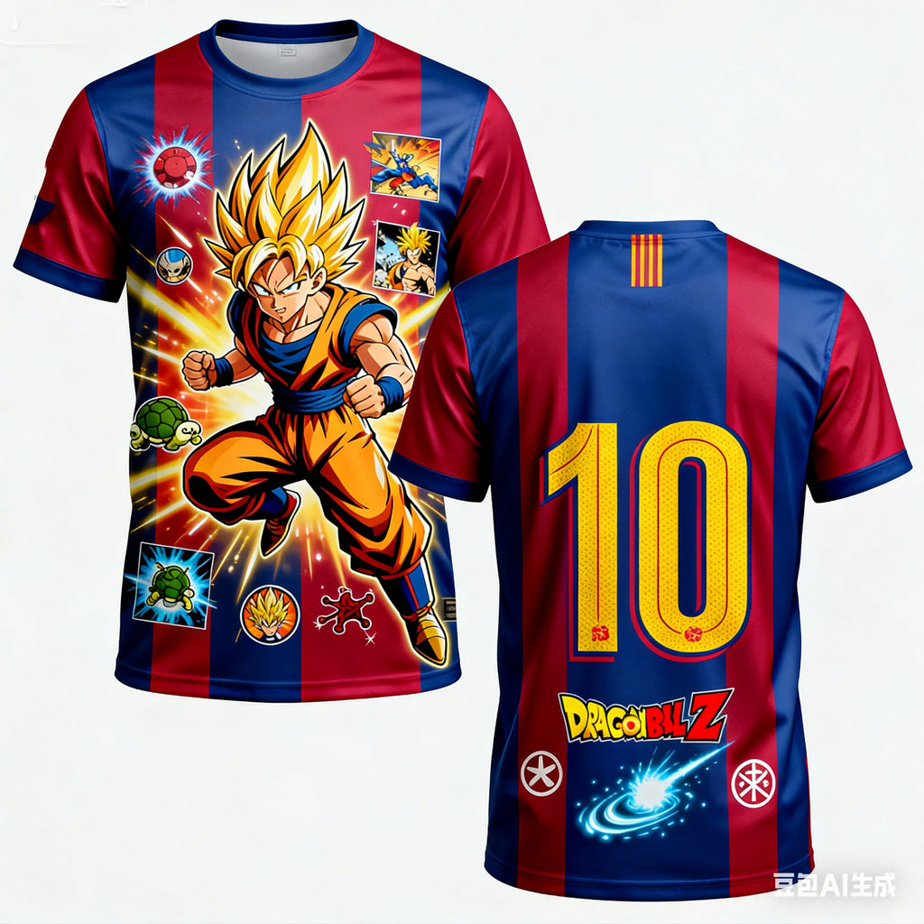 2026 Summer Dragon Ball Super Soccer Jersey Style Oversized T-shirt 3D Print Breathable Sweat-Wicking Retro  Unisex Fitness Tee