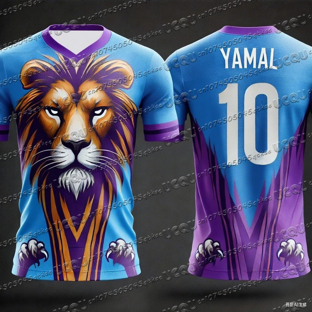 CHATGPT Designed Lion Football Jersey 3d Printed NO.10 YAMAL Training Women's Sports Short Sleeve Men's T-shirt Tops