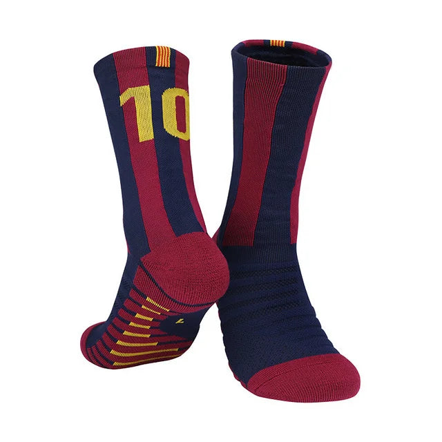 Football Kids 10# 2025 Socks New Yellow Blue Number Soccer Men's Sports Short Socks Outdoor Running Fast-drying Breathable Non-S