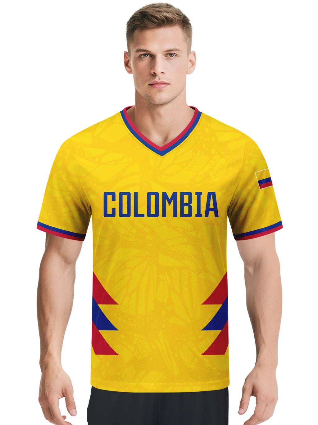 Custom Colombia Soccer Jersey Personalized Name Number Breathable V-neck Football National Team Shirt for Men Youth Women