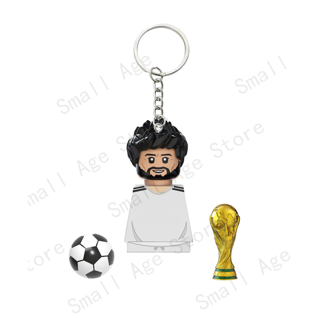 Hot Football Players Keychain Figurine Messi Ronaldo Neymar Lewandowski Mini Action Building Block Model Toy Kids Gifts