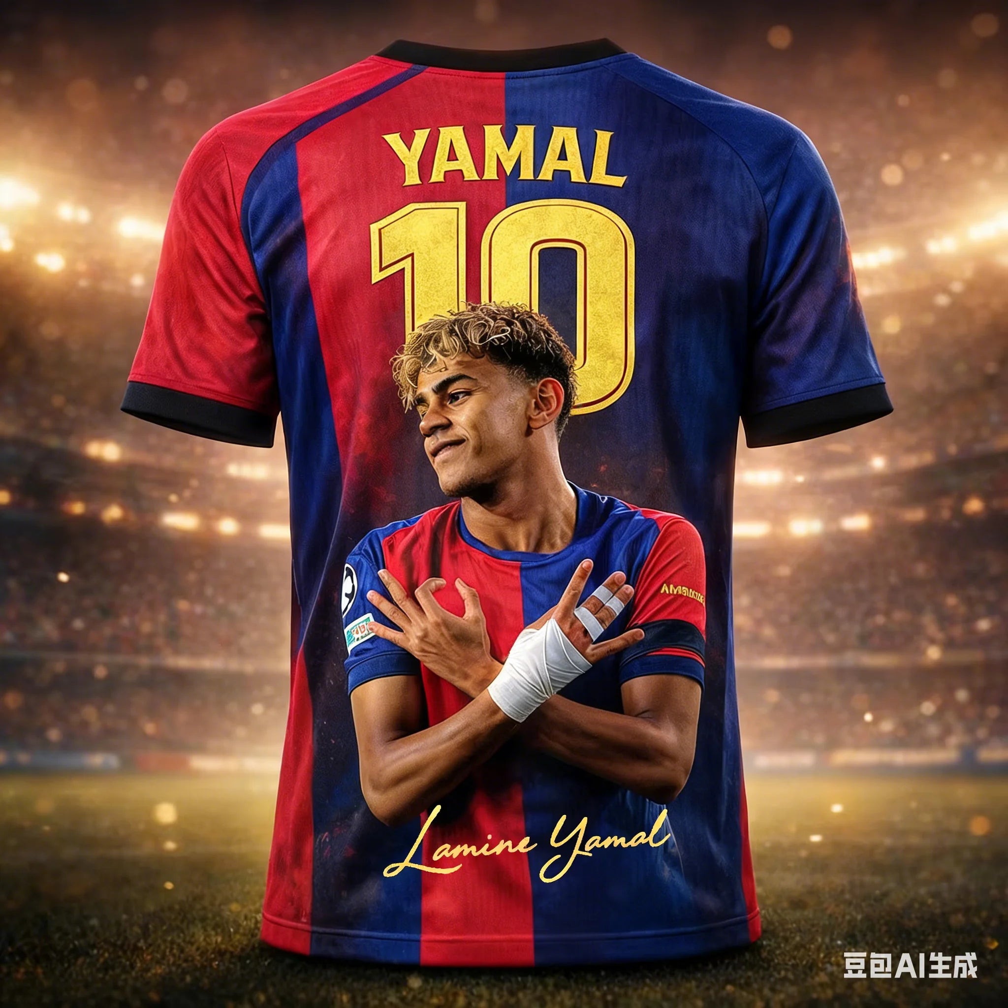 Summer New Style # Yamal No.10 #Signature Football Shirt Adult/Children Large Loose Sports Short Sleeved Shorts Quick Drying Set