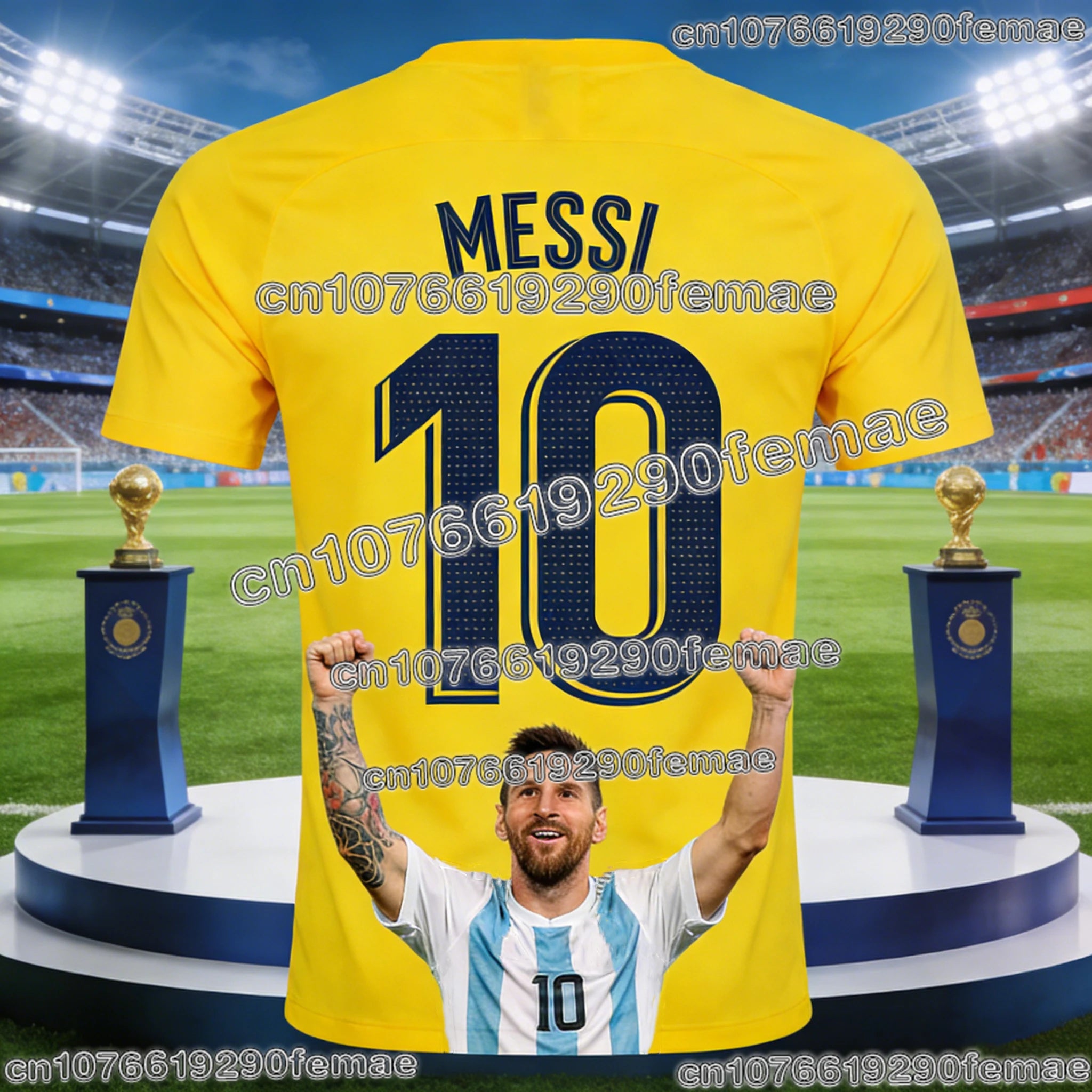 Messi Fashion Superstar Commemorative Football Jersey T-shirt with Breathable Material for Comfort in Daily Outdoor Activities