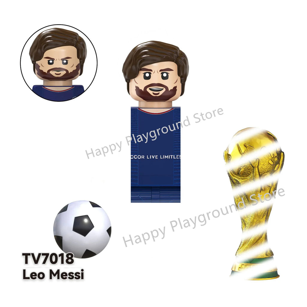 Football Stars Figure Sport Player Bailey Messi Ronaldo Building Blocks Bricks Mini Action Figures Toys For Kids Christmas Gifts