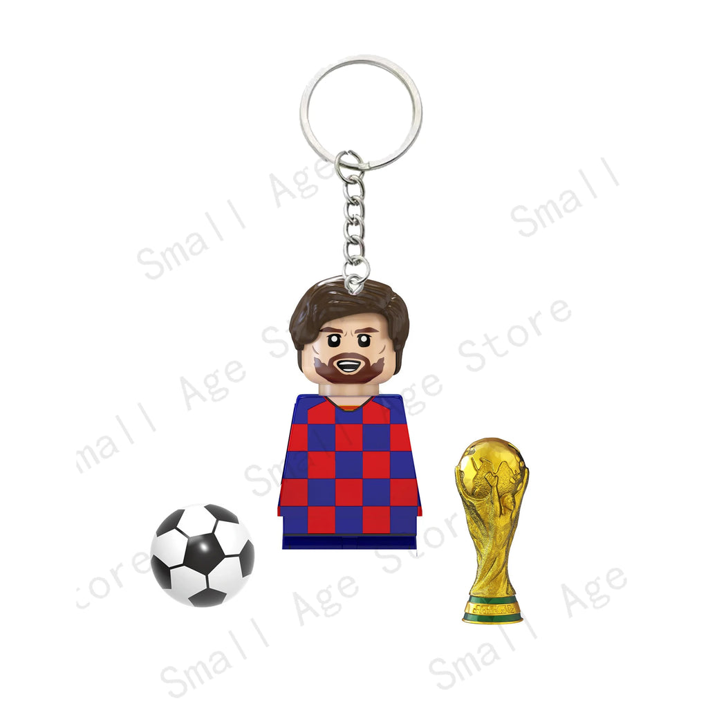 Hot Football Players Keychain Figurine Messi Ronaldo Neymar Lewandowski Mini Action Building Block Model Toy Kids Gifts