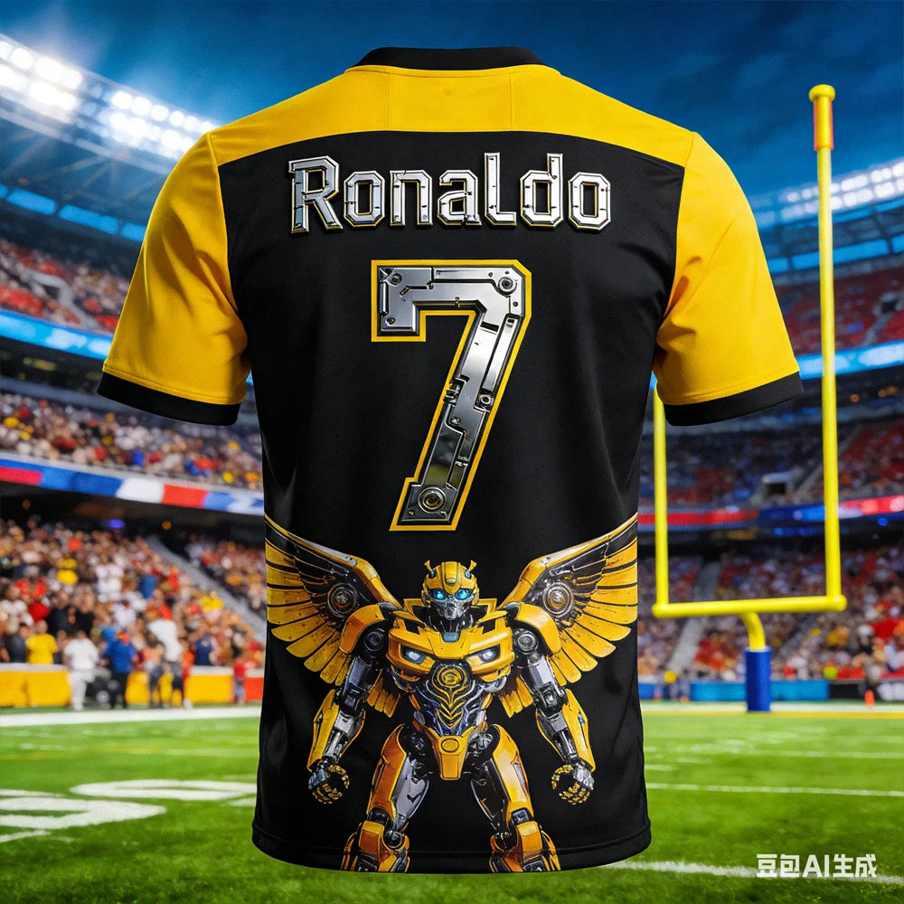Ronaldo #7 AI-generated Bumblebee Edition Soccer Shirt 2026 Men's Quick-drying FamilyMatching Kids Short Sleeve Football Fan Tee