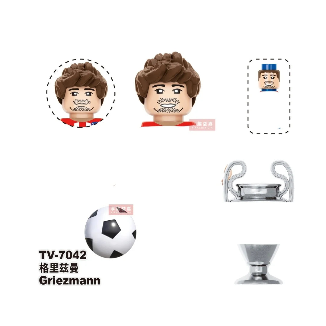 NEW World Famous Football Players Figurine Messi Ronaldo Neymar Lewandowski Mini Action Building Block Model Toy Kids Gifts MOC