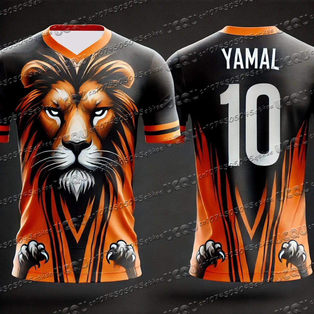 CHATGPT Designed Lion Football Jersey 3d Printed NO.10 YAMAL Training Women's Sports Short Sleeve Men's T-shirt Tops