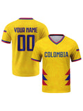 Custom Colombia Soccer Jersey Personalized Name Number Breathable V-neck Football National Team Shirt for Men Youth Women