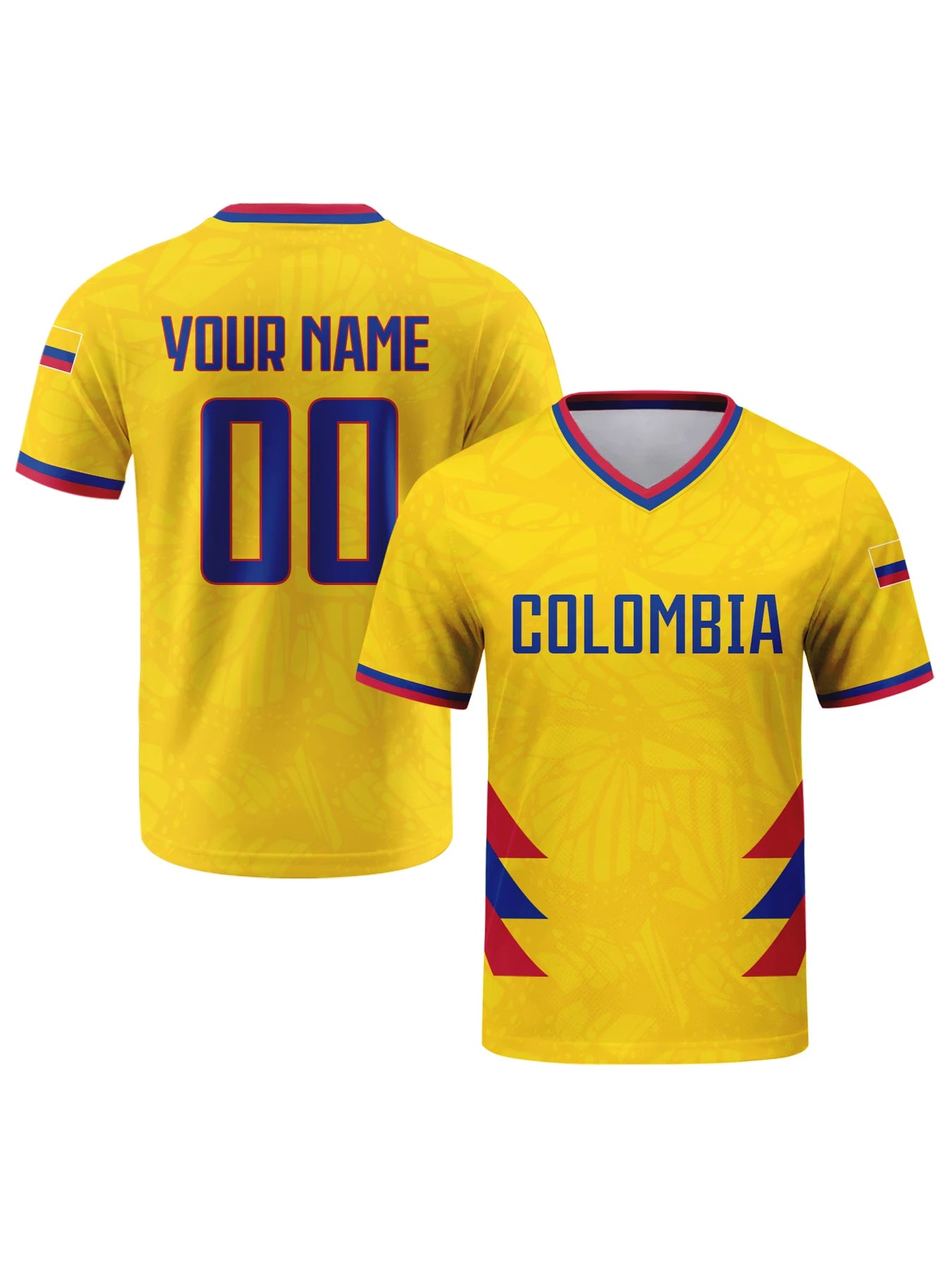 Custom Colombia Soccer Jersey Personalized Name Number Breathable V-neck Football National Team Shirt for Men Youth Women