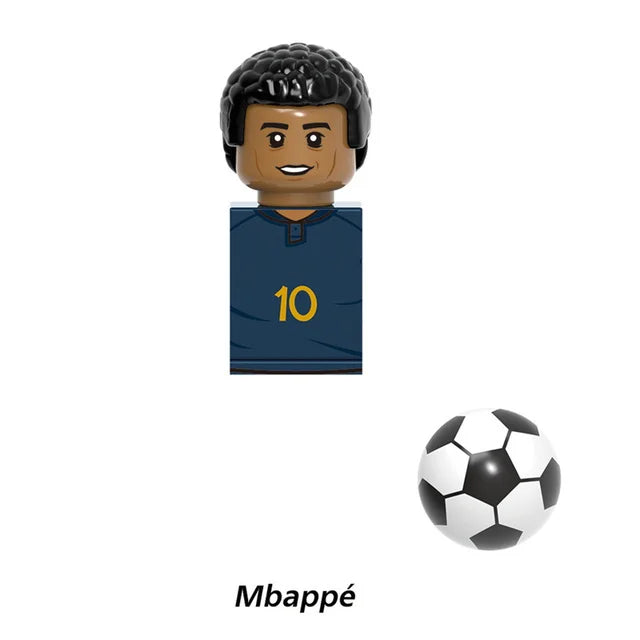 NEW World Famous Football Players Figurine Messi Ronaldo Neymar Lewandowski Mini Action Building Block Model Toy Kids Gifts