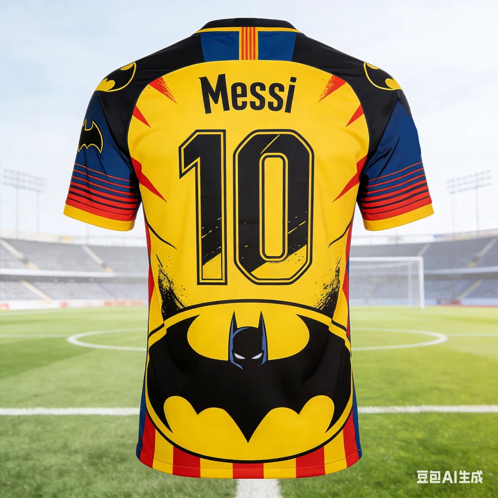 Messi #10 AI-generated Batman Soccer Jersey 2026 Men's Breathable Children's Clothing Short Sleeve Football Fan Tee