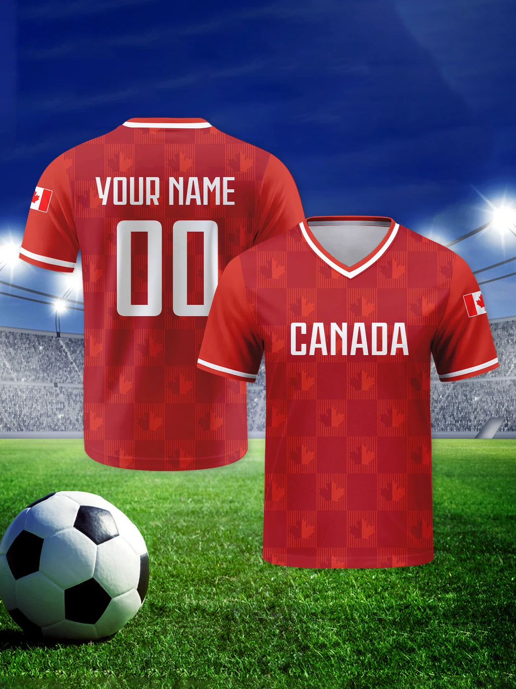 Custom Canada Soccer Jersey Personalized with Name Number Breathable V-neck Football Team Shirt for Men Youth Women