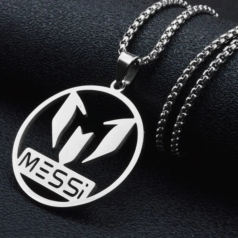 Lionel Messi Stainless Steel Necklace Football Soccer Star Cristiano Ronaldo Leo Messi Pendant Clavicle Charming Jewelry Gifts