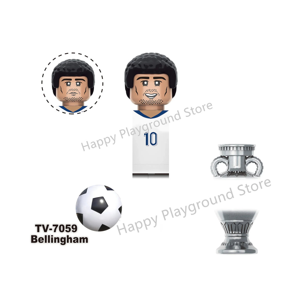 Football Stars Figure Sport Player Bailey Messi Ronaldo Building Blocks Bricks Mini Action Figures Toys For Kids Christmas Gifts