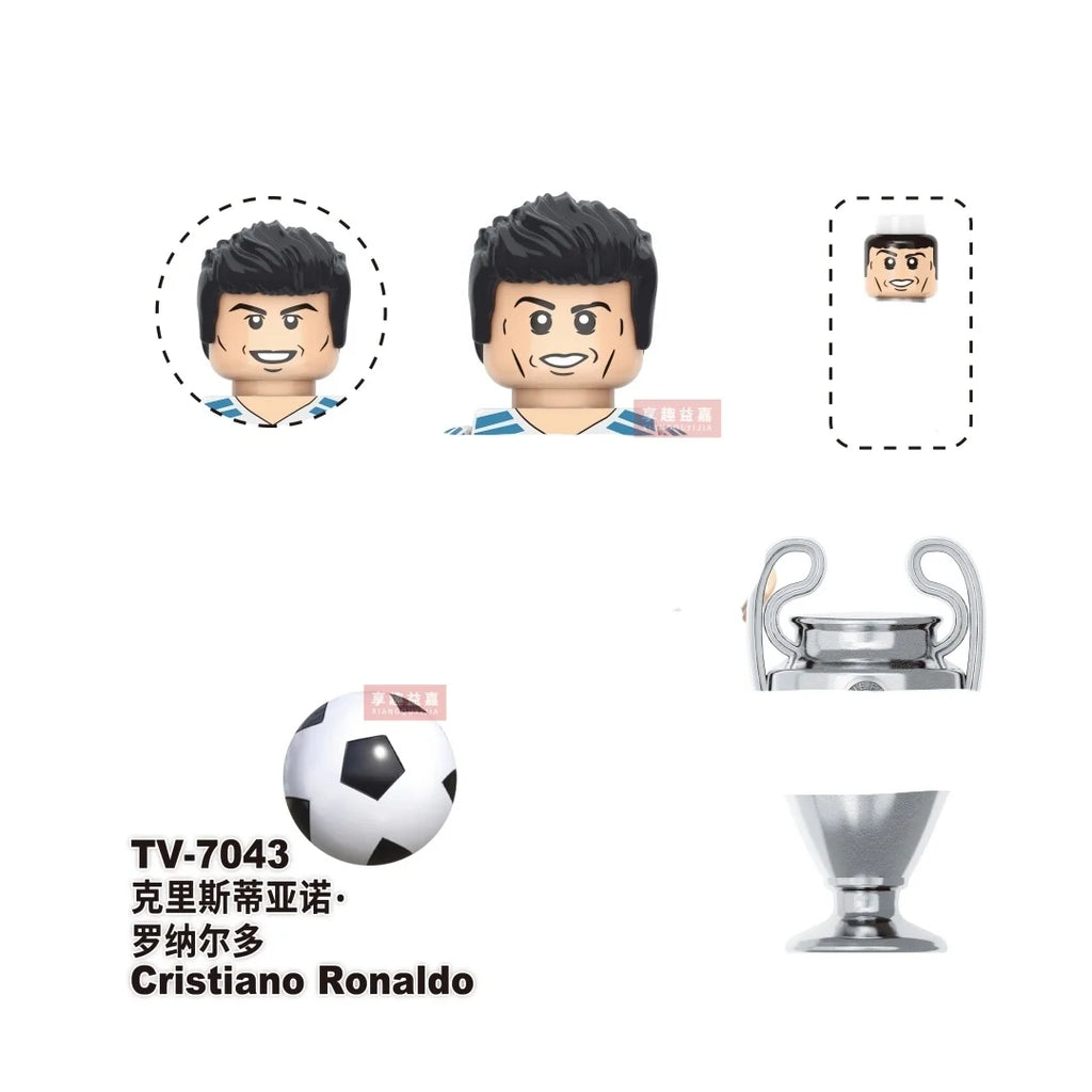 NEW World Famous Football Players Figurine Messi Ronaldo Neymar Lewandowski Mini Action Building Block Model Toy Kids Gifts MOC