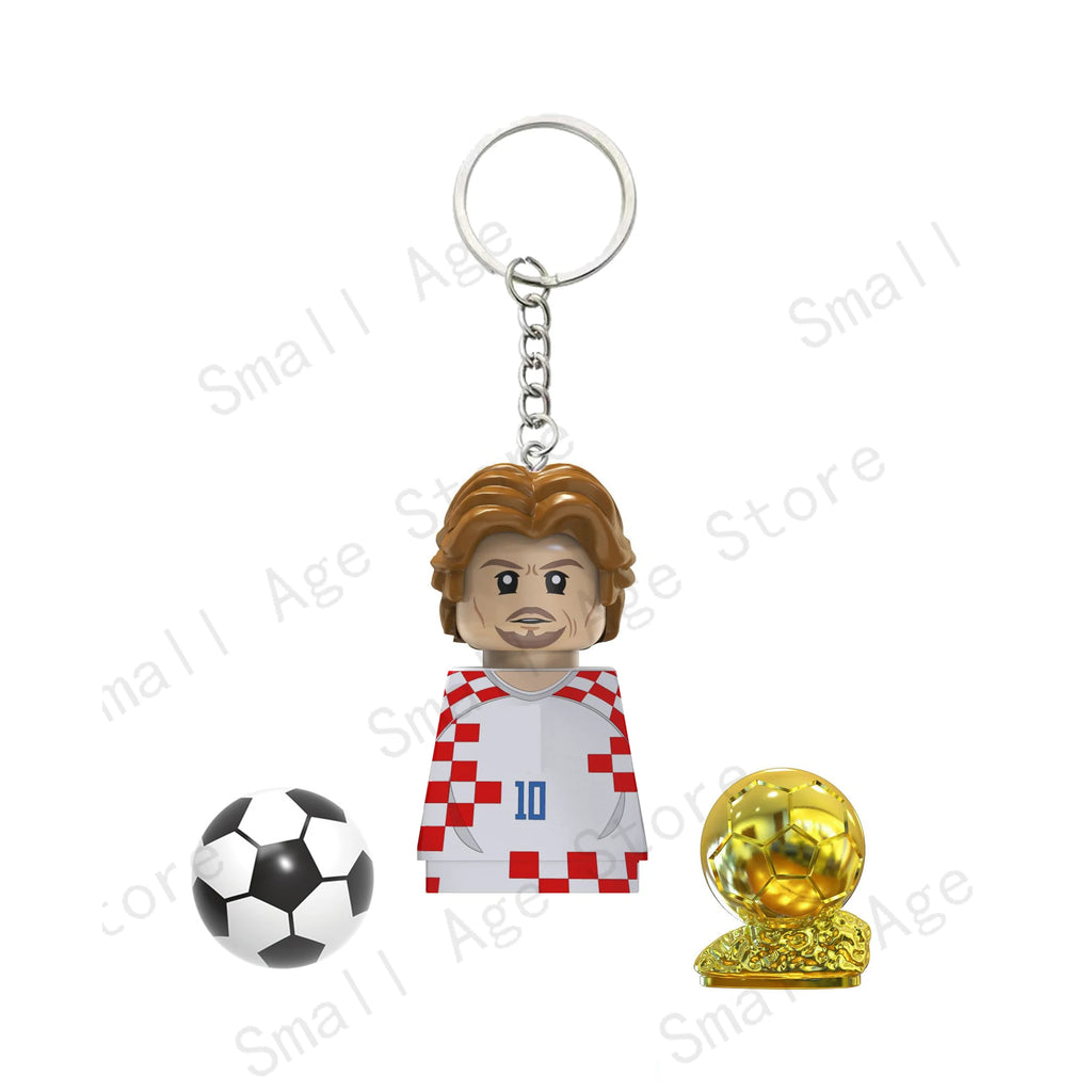 Hot Football Players Keychain Figurine Messi Ronaldo Neymar Lewandowski Mini Action Building Block Model Toy Kids Gifts