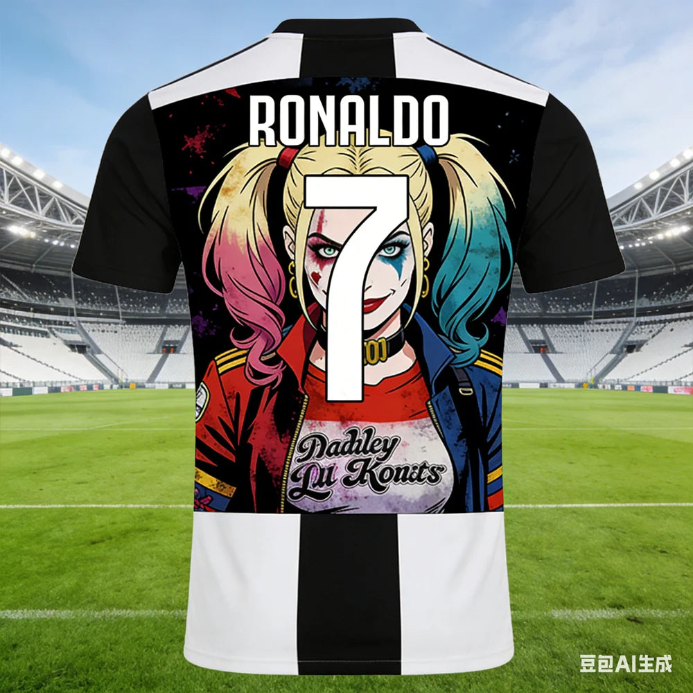 RONALDO #7 AI-generated Harley Quinn Soccer Jersey 2026 Men's Breathable Children's Clothing Short Sleeve Football Fan Tee
